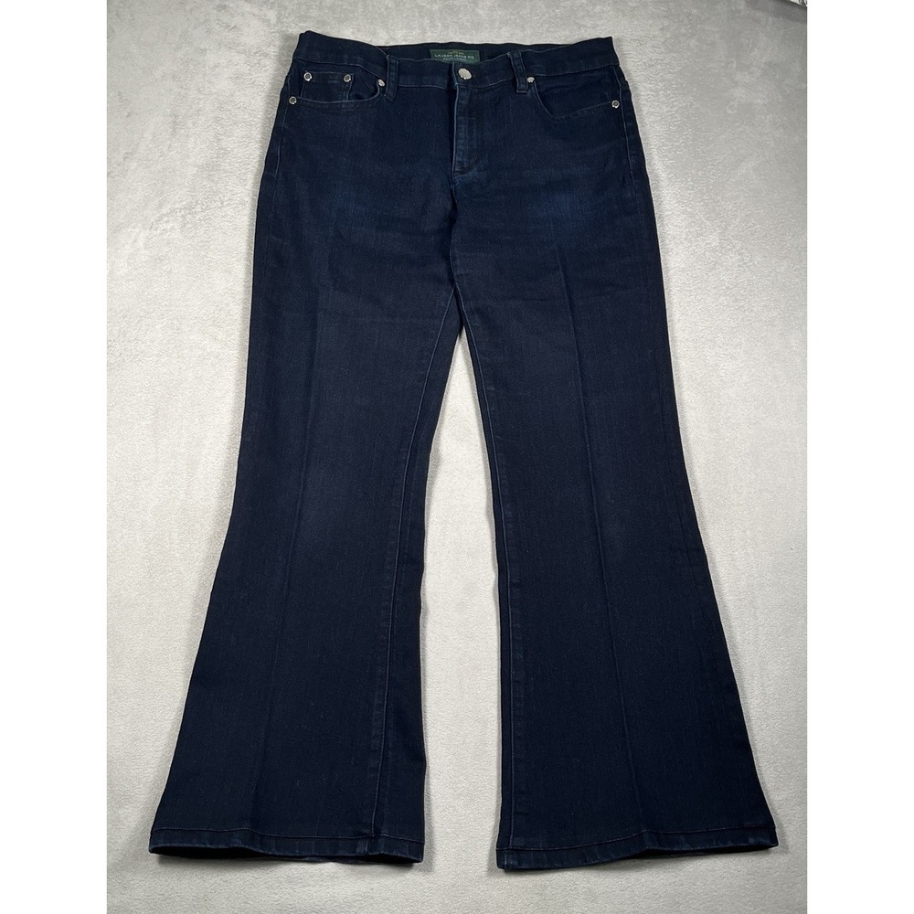 Lauren Ralph Lauren Jeans Womens Modern Flare Dark Wash Denim Blue Pants Size 8